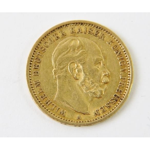 448 - An 1875 German 20 Mark gold coin, approx 7.9 grams.