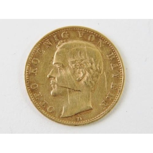 449 - An 1896 German 10 Mark gold coin, approx weight 3.9 grams.