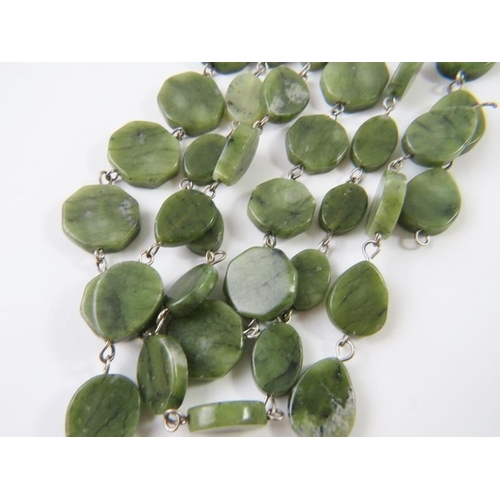 457 - A nephrite jade multi-strand necklace 
Condition report:  110gms gross approx, some beads chipped