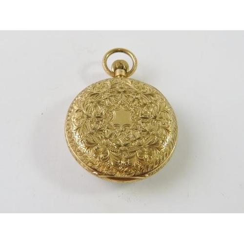 463 - An 18ct yellow gold keyless-wind open faced pocket watch, 38.5mm diameter, with 18ct gold dust cover... 