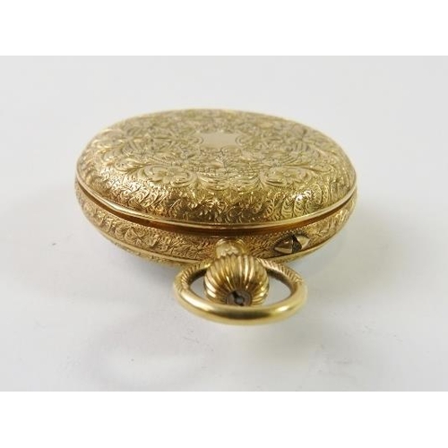 463 - An 18ct yellow gold keyless-wind open faced pocket watch, 38.5mm diameter, with 18ct gold dust cover... 