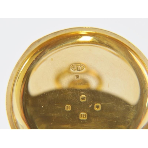 463 - An 18ct yellow gold keyless-wind open faced pocket watch, 38.5mm diameter, with 18ct gold dust cover... 