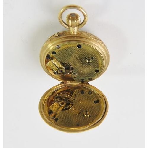 463 - An 18ct yellow gold keyless-wind open faced pocket watch, 38.5mm diameter, with 18ct gold dust cover... 