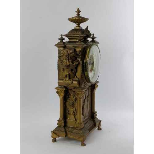 47 - An American gilt metal clock mantel clock, 19th century. Movement with mark of Ansonia, New York. 49... 