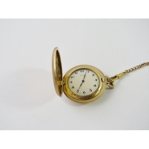 470 - A rolled gold Swiss made open faced pocket watch with seconds subsidiary wheel; another gilt metal h... 