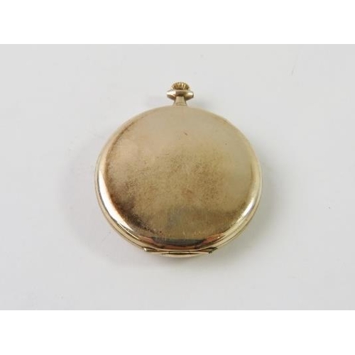 470 - A rolled gold Swiss made open faced pocket watch with seconds subsidiary wheel; another gilt metal h... 