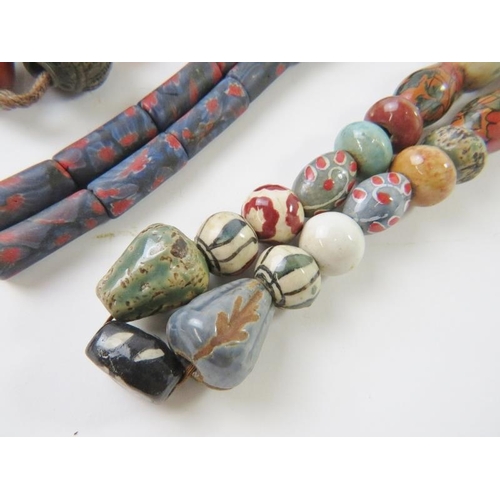 482 - Three vintage decorative ceramic or resin bead necklaces, Condition report: 465gms gross approx