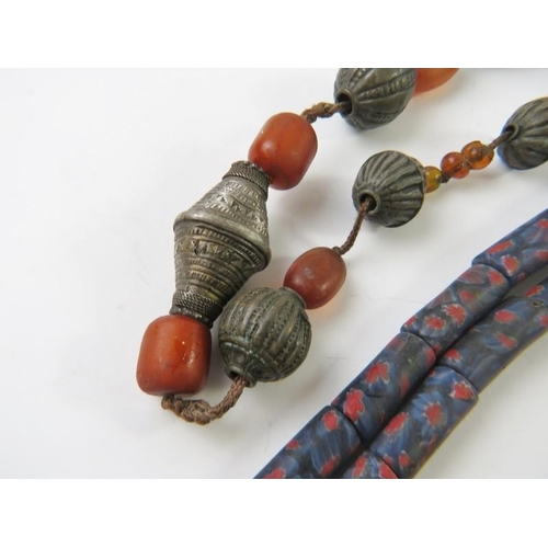 482 - Three vintage decorative ceramic or resin bead necklaces, Condition report: 465gms gross approx