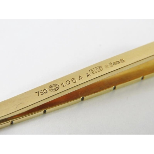 494 - A 1960s George Jensen 18ct gold tie bar, design number 1064 A, by Henry Pilstrup. Fully hallmarked f... 