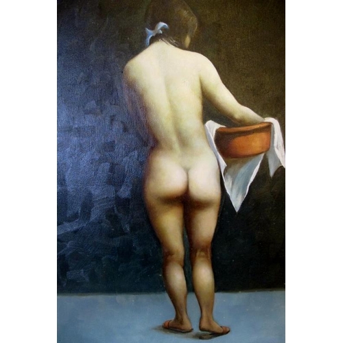 502 - E. Lawson 20th Century framed oil on canvas, nude study. Signed lower left E. Lawson. 60cm x 50cm ap... 