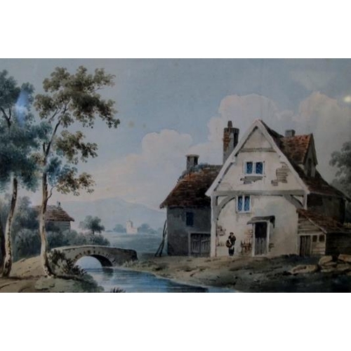 509 - Pair of framed and glazed watercolours. Country house by a river. 15cm x 22cm approx.
Condition repo... 