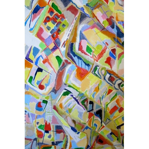 512 - Elspeth Penfold 20th Century acrylic on canvas. Colour mapping 2008. 81cm x 40cm approx.
Condition r... 