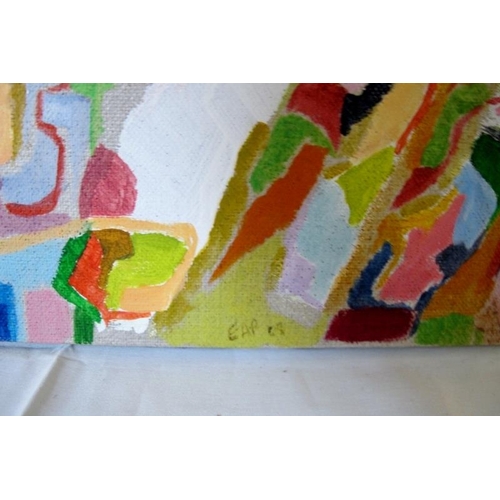 512 - Elspeth Penfold 20th Century acrylic on canvas. Colour mapping 2008. 81cm x 40cm approx.
Condition r... 