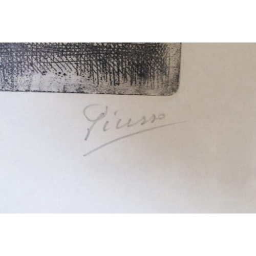 518 - Pablo Picasso.  Unframed Picasso etching c1960. Limited Artist proof untitled with Certificate of Au... 