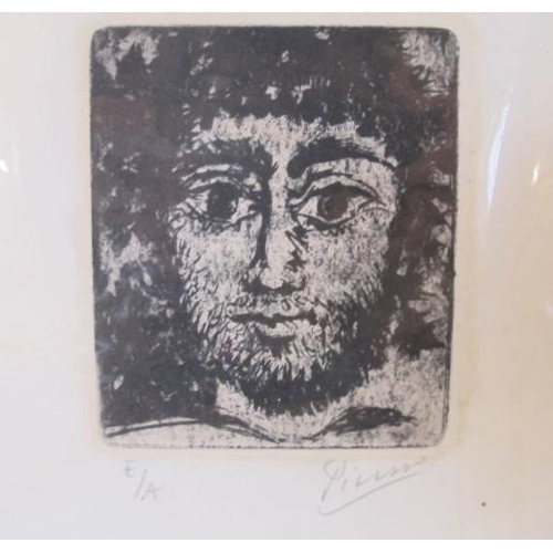 519 - Pablo Picasso. Unframed Picasso etching c1960. Limited edition Artist proof, untitled with Certifica... 