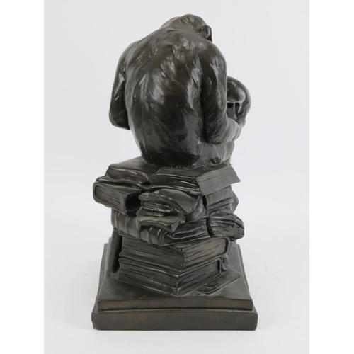 6 - A bronzed composite sculpture of an ape entitled ‘Affe mit Schädel’ after Wolfgang Hugo Rheinhold (1... 