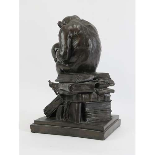 6 - A bronzed composite sculpture of an ape entitled ‘Affe mit Schädel’ after Wolfgang Hugo Rheinhold (1... 