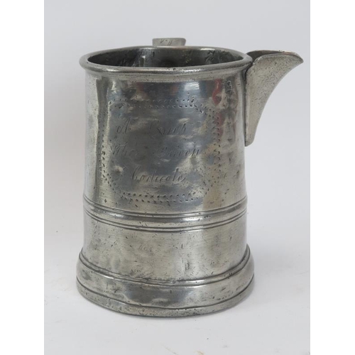 97 - A group of six antique pewter wares, early 18th/19th century. (6 items) Chalice: 20.1 cm height. 
Co... 