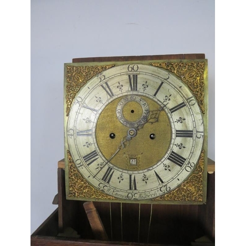 787 - An 18th century oak 8-day longcase clock, by W. Turner of Wisbech, having brass ball finials and mou... 