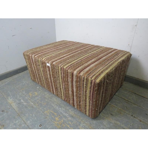 805 - A contemporary rectangular ottoman, covered in multi-coloured Himalayan style striped material. 
H36... 