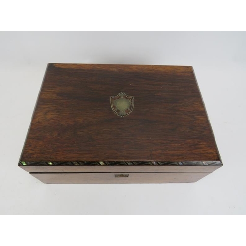 108 - A 19th Century writing slope with fitted interior and Mother of Pearl inlay.  33cm x 24cm x 14cm app... 