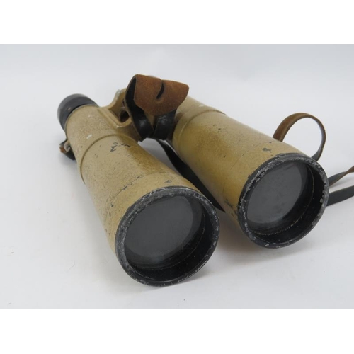 119 - A pair of WWII Dienstglas 10x50 military binoculars in leather case and a British Marching compass i... 