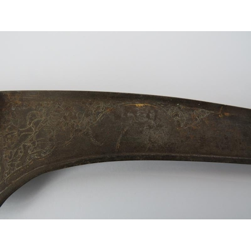 152 - An Indo-Persian Mughal engraved steel dagger, probably 18th century. 44 cm length.
Condition report:... 