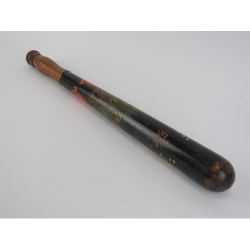 174 - A Victorian gilt and hand painted turned wood police truncheon and a vintage ‘Metropolitan’ police w... 