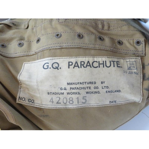 190 - Three vintage parachutes, mid 20th century. A British G.Q. parachute, dated 1964 and a German parach... 