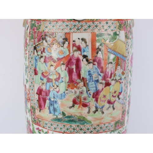 197 - A large Chinese Famille Rose Mandarin overglazed enamel decorated porcelain vase, 19th century. With... 