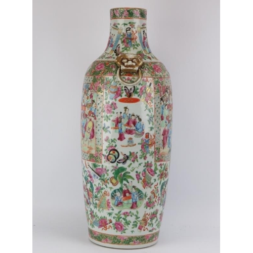 197 - A large Chinese Famille Rose Mandarin overglazed enamel decorated porcelain vase, 19th century. With... 