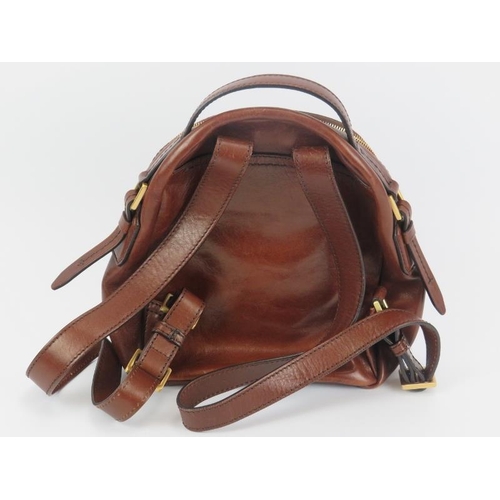 222 - The Bridge brown leather ‘pearl District’ backpack. Gold hardware with internal and external pockets... 