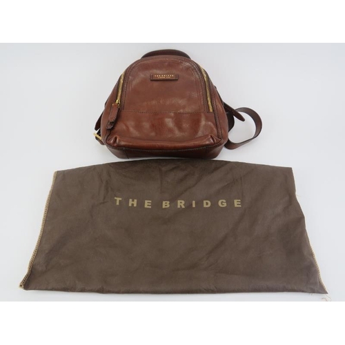 222 - The Bridge brown leather ‘pearl District’ backpack. Gold hardware with internal and external pockets... 