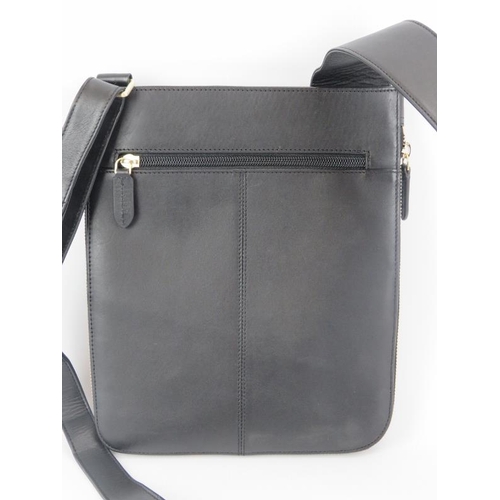 227 - A Radley black leather pocket bag. With silver hardware, zip closure, external slide and zip pocket ... 