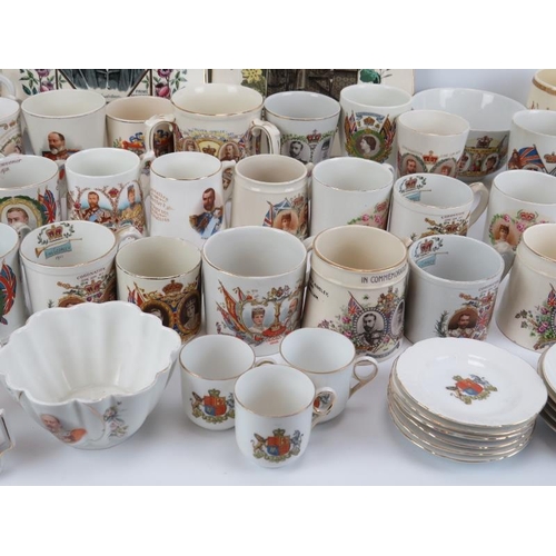 244 - A large collection of Royal Memorabilia ceramic mugs and cups, two political plates and various othe... 