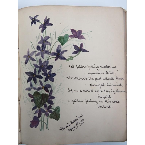 245 - A sketch book album with watercolour and pen/ink drawings, studies and cartoons, late 19th/early 20t... 