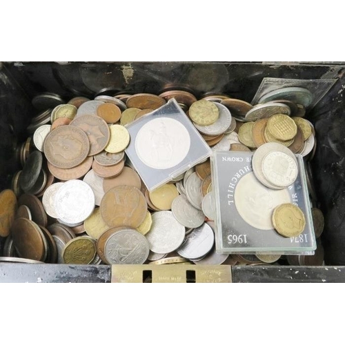 284 - A large quantity of British, European and world coins of various denominations.