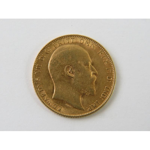 287 - An Edward VII gold sovereign coin, 1910. Approx 8.0 grams