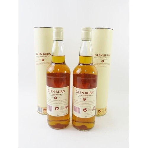 307 - Two bottles of Glen Burn single Highland malt Scotch whisky, aged 10 years, in tubes. 70cl, 40% vol.... 