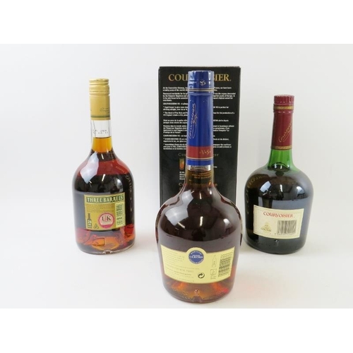 309 - 3 bottles: 1 bottle of Courvoisier 3 star cognac, 68cl, 40% vol; 1 bottle of Courvoisier VS cognac, ... 