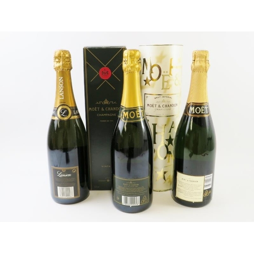 310 - 3 bottles of Champagne: 1 bottle of Moet et Chandon Brut Imperial 1990 vintage in box; 1 bottle of M... 