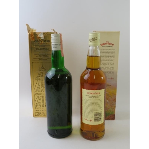 318 - 2 bottles: 1 bottle of The Cutty Sark Scotch whisky, boxed, 25.4 fl oz, 86 proof; 1 bottle of Famous... 