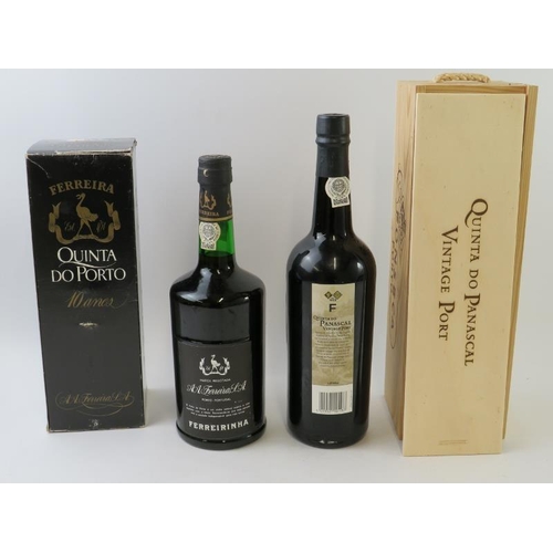 325 - 2 bottles:  1 bottle of Fonseca Quinta do Panascal 1996 vintage port in wooden box; 1 bottle of Ferr... 