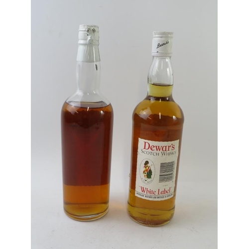 335 - 2 bottles: 1 bottle of Dewar's White Label Finest Scotch whisky, 1950s bottling, spring cap, 70 proo... 