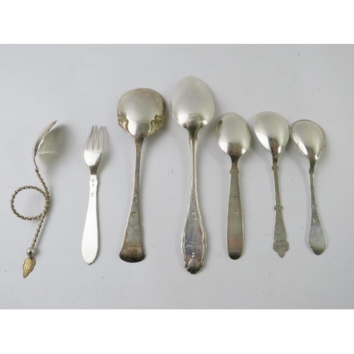 354 - A mixed lot of Danish silver spoons and a fork. All bear Danish assay marks, various years and maker... 