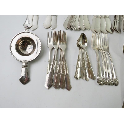 355 - A quantity of good quality silver plated Danish cutlery by ATLA and DANA, including table and desser... 