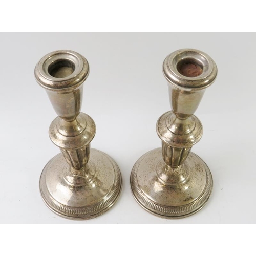 357 - A pair of American Sterling silver candlesticks, height 17.5cm, approx gross weight 785 grams (weigh... 