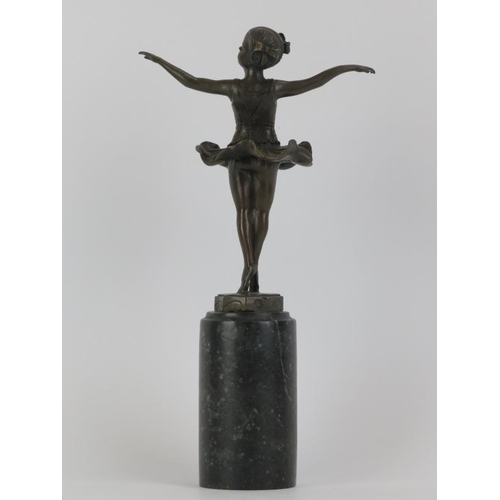 38 - A vintage bronze ballerina girl figurine modelled after Johann Philipp Ferdinand Preiss, 20th centur... 