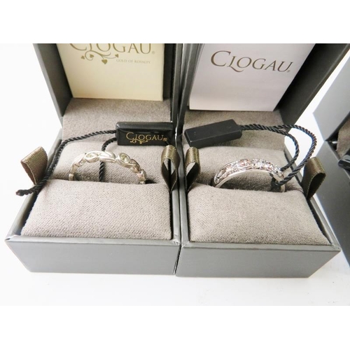 420 - Seven Welsh Clogau silver fashion rings, all fully hallmarked and in original packaging. Mostly bran... 