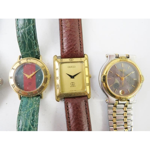 423 - 8 various fashion watches including three Gucci, Citizen, Roy King, Armand Basi and Square of Altanu... 